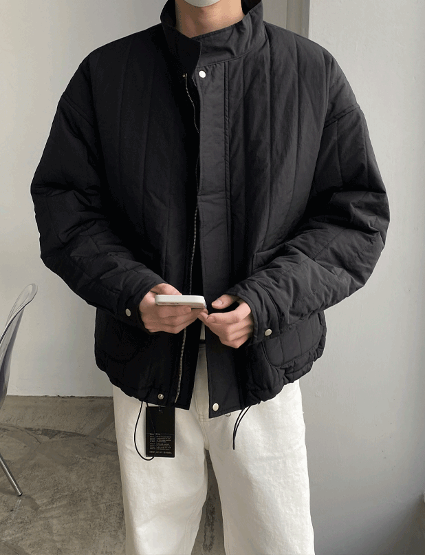유니크 스트라이프 퀼팅 깔깔이 패딩자켓